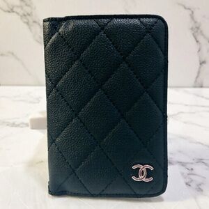 Chanel Black Quilted Passport and Card Holder - Brand New